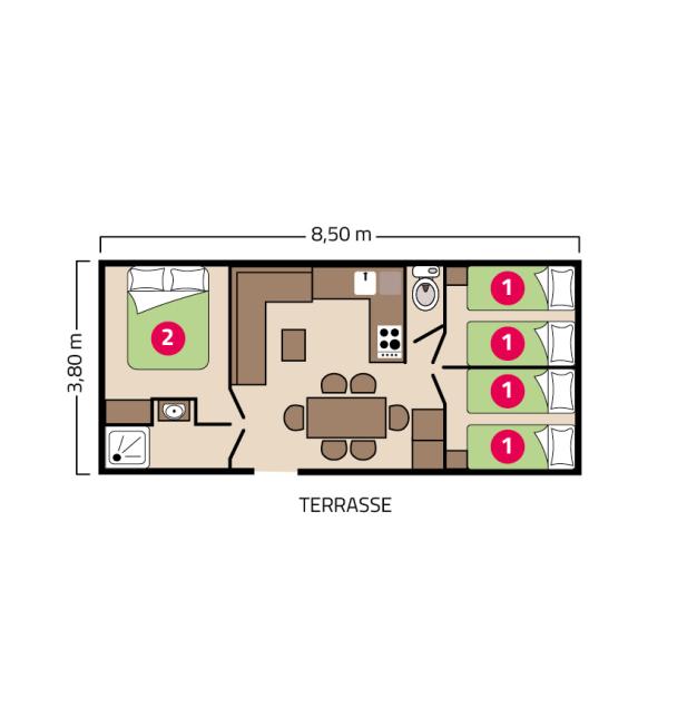 Plan mobil-home Évasion camping La Corniche