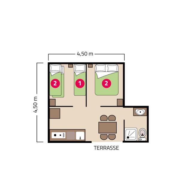Plan cabane sur pilotis camping Le Petit Rocher
