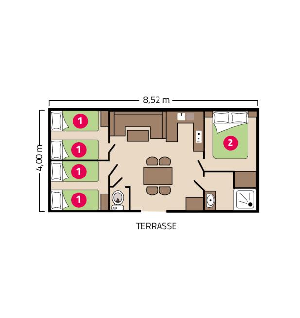 Plan mobil-home Famille camping Signol