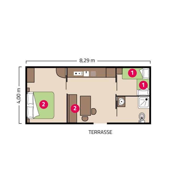 Plan mobil-home Personnes à Mobilité Réduite camping Les Peupliers