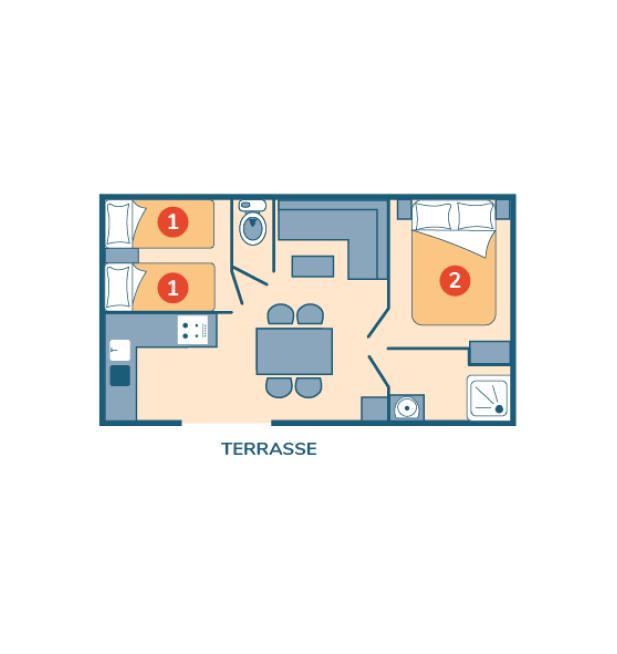Plan mobil-home Bahia camping Les Peupliers