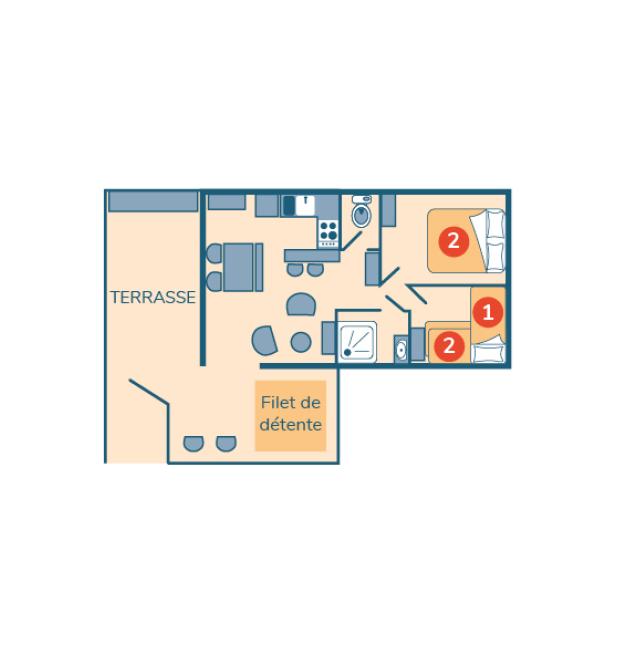 Plan Cocoon Lodge 5 personnes camping Le Petit Rocher