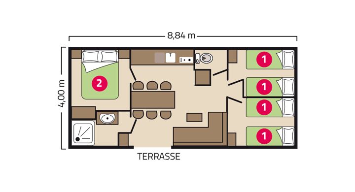Mobilheim Confort 6 Personen Campingplatz Bel Air Olela Urlaub Nach Mass