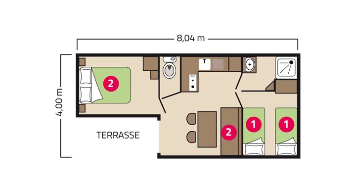 Plan Mobil home Loggia Camping Le Petit Rocher