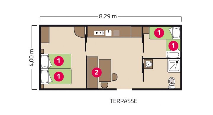 Plan mobil-home personne à mobilité réduite Camping Park er Lann