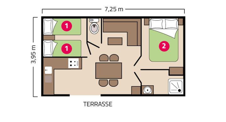 Plan mobil-home Bahia camping Les Peupliers