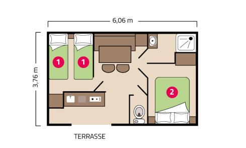 Plan mobil-home Riviera camping Le Petit Rocher